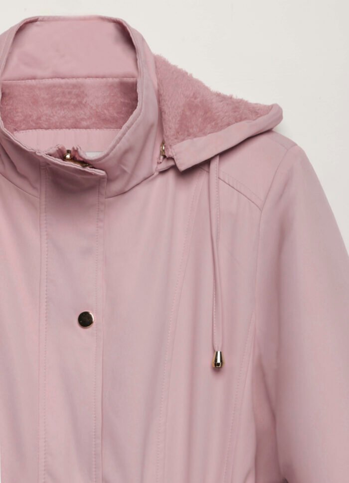 Casaco Parka Rosa Forrada PELÚCIA  Botão Dourado - Imagem 7
