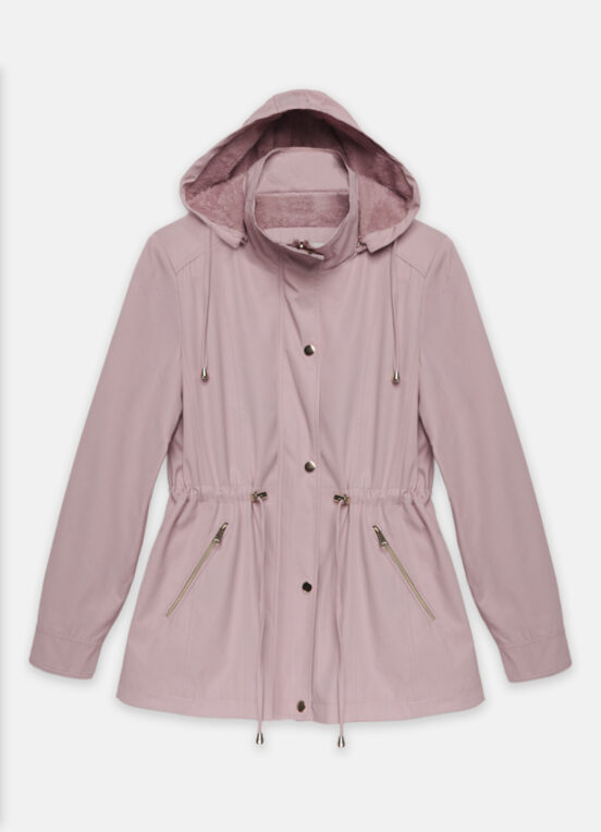 Casaco Parka Rosa Forrada PELÚCIA  Botão Dourado - Image 2