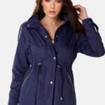 Casaco Parka Azul Marinho Forrada PELÚCIA  Botão Dourado