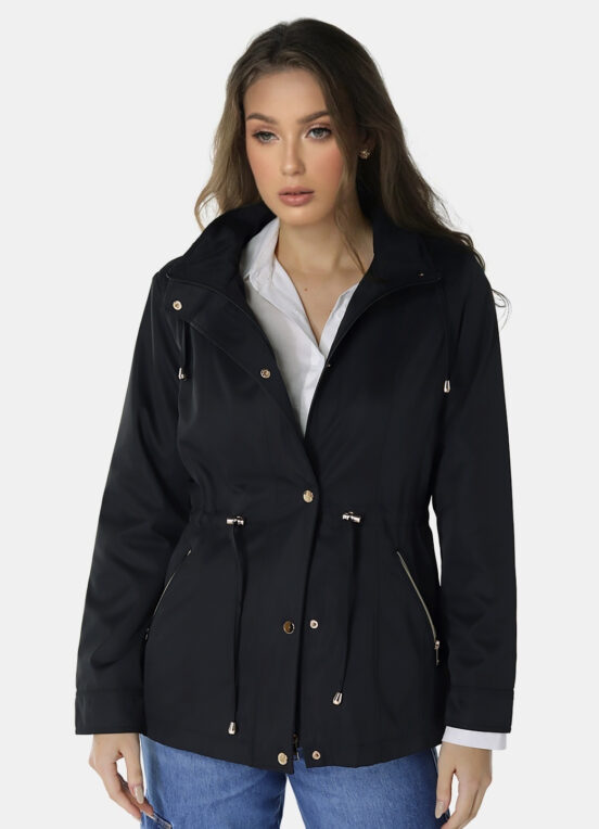 Casaco Parka Preta Forrada PELÚCIA  Botão Dourado - Image 3