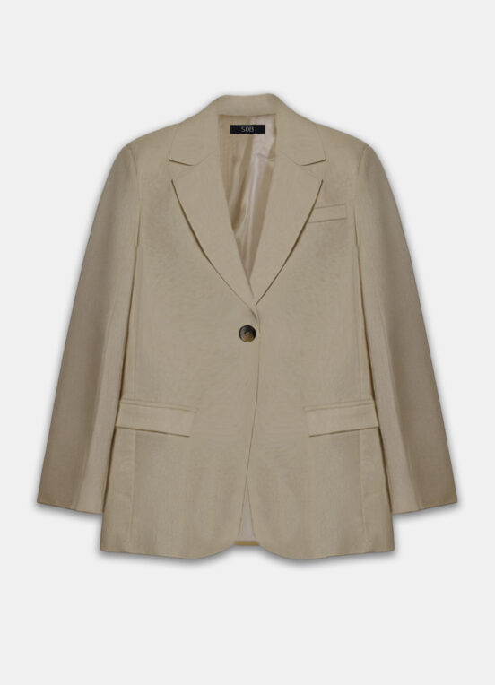 Blazer de Alfaiataria Feminino Bege Mocha com Bolsos Viscose - Image 4