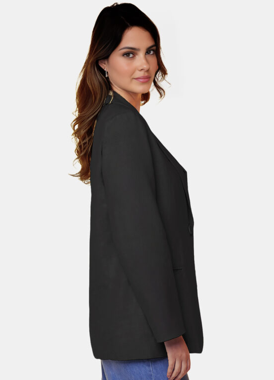 Blazer de Alfaiataria Feminino Preto com Bolsos Viscose - Image 5