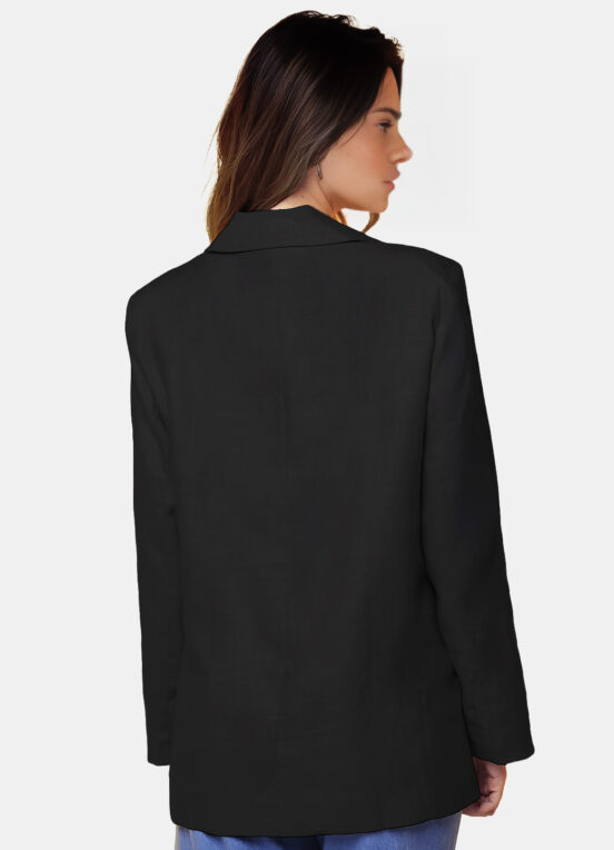 Blazer de Alfaiataria Feminino Preto com Bolsos Viscose - Image 6