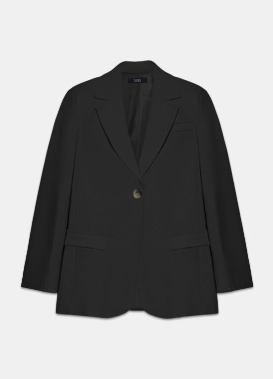 Blazer de Alfaiataria Feminino Preto com Bolsos Viscose - Image 4