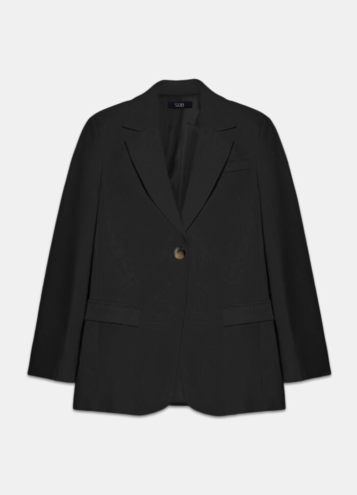 Blazer de Alfaiataria Feminino Preto com Bolsos Viscose - Imagem 4