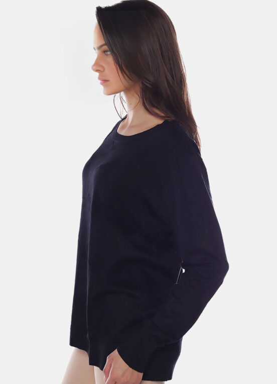 Blusa de Tricot Preta Gola Canoa Macia - Image 5