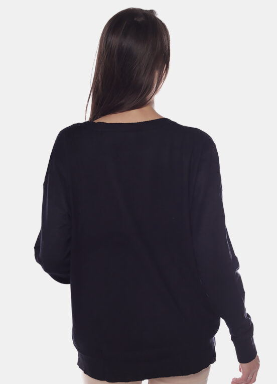 Blusa de Tricot Preta Gola Canoa Macia - Image 4