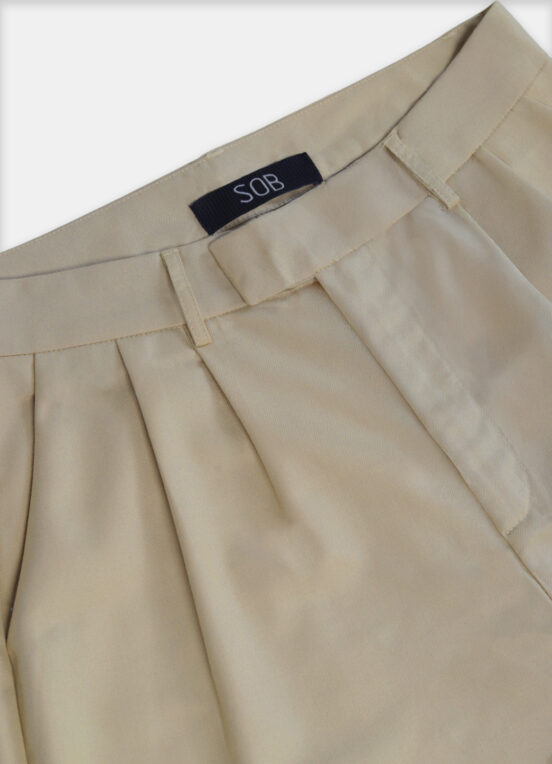 Calça de Pregas Bege Mocha Cintura Alta em Viscose com Elastano - Image 4