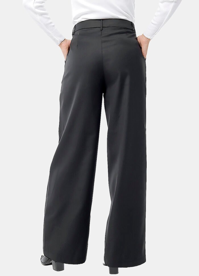 Calça de Pregas Preta Cintura Alta em Viscose com Elastano - Imagem 6