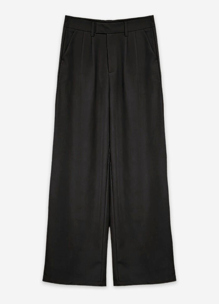 Calça de Pregas Preta Cintura Alta em Viscose com Elastano - Imagem 4