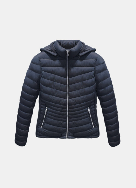 Casaco Puffer Forrado Veludo Azul Marinho  com Bolsos - Image 4