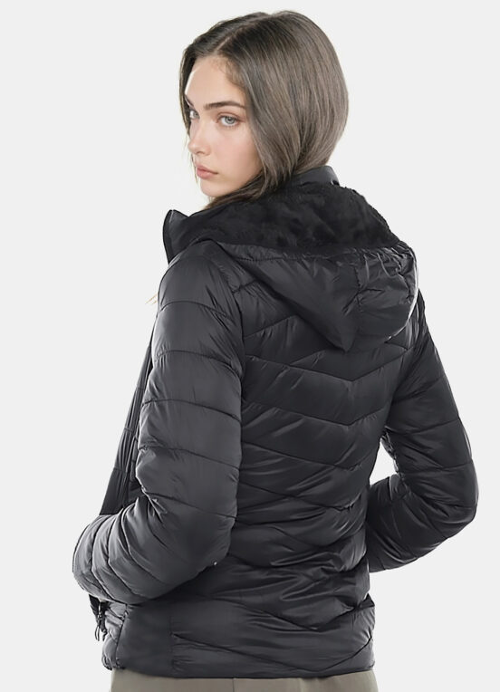 Casaco Puffer Preto Forrado Veludo com Bolsos - Image 6