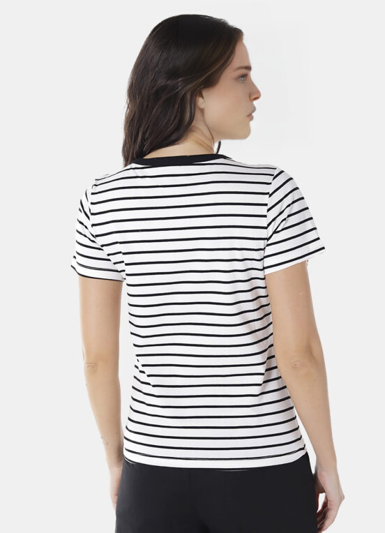 Blusa Feminina Listrada Preta Retrô em Malha de Algodão - Image 5