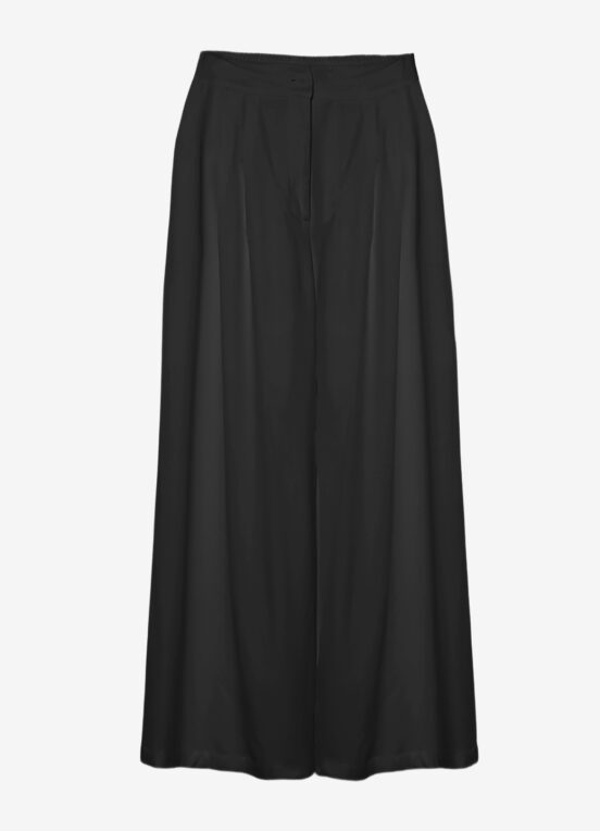 Calça Pantalona Preta em Viscose com Pregas e Bolsos - Image 6