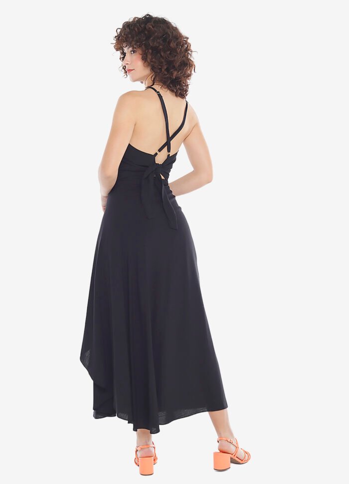 Conjunto Preto Saia Longa e Blusa com Bojo Transpassado - Imagem 2