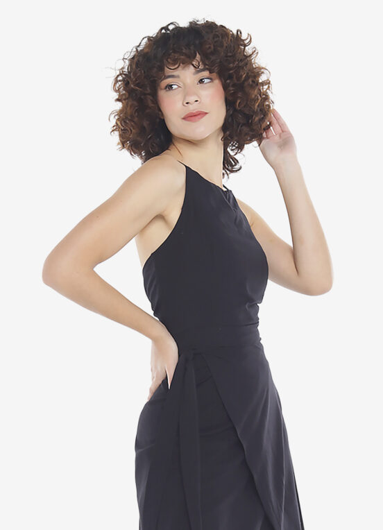 Conjunto Preto Saia Longa e Blusa com Bojo Transpassado - Image 6