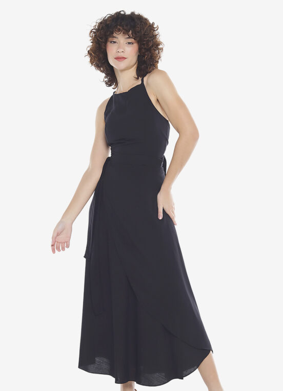 Conjunto Preto Saia Longa e Blusa com Bojo Transpassado - Image 5