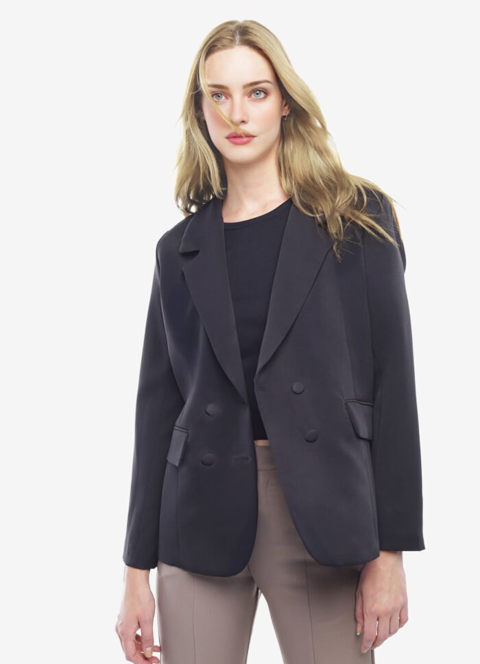 Blazer Feminino Preto Max Fino Alfaiataria Forrado - Imagem 2