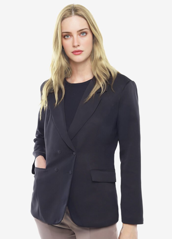 Blazer Feminino Preto Max Fino Alfaiataria Forrado - Imagem 3