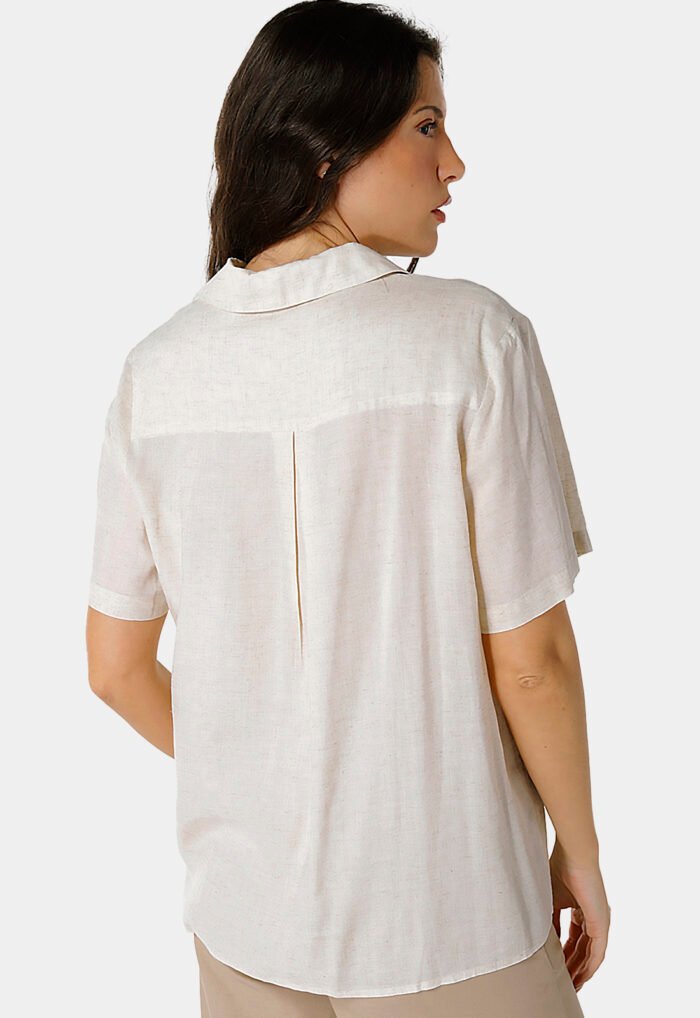 Camisa de Linho com Viscose Manga Curta Areia Sob - Imagem 4