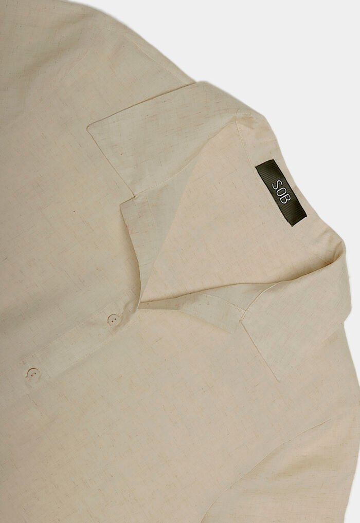 Camisa de Linho com Viscose Manga Curta Areia Sob - Imagem 3