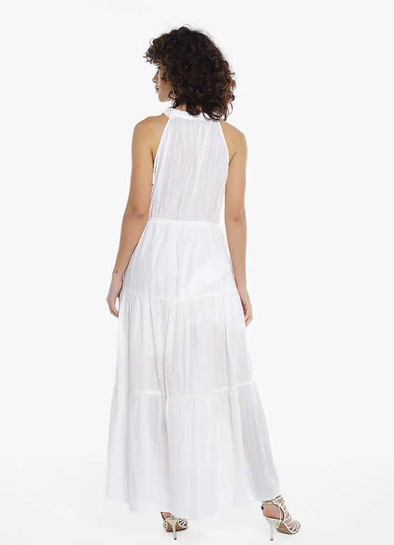 Vestido Longo de Laise Branco 100%  Algodão Saia Rodada - Image 4