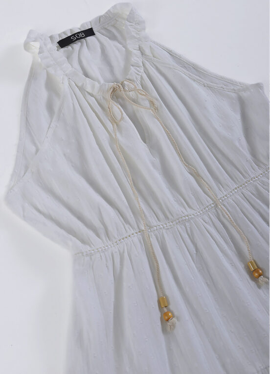 Vestido Longo de Laise Branco 100%  Algodão Saia Rodada - Image 3