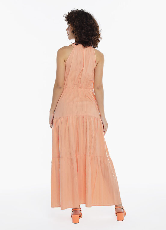 Vestido Longo de Laise Rosa 100%  Algodão Saia Rodada - Image 6