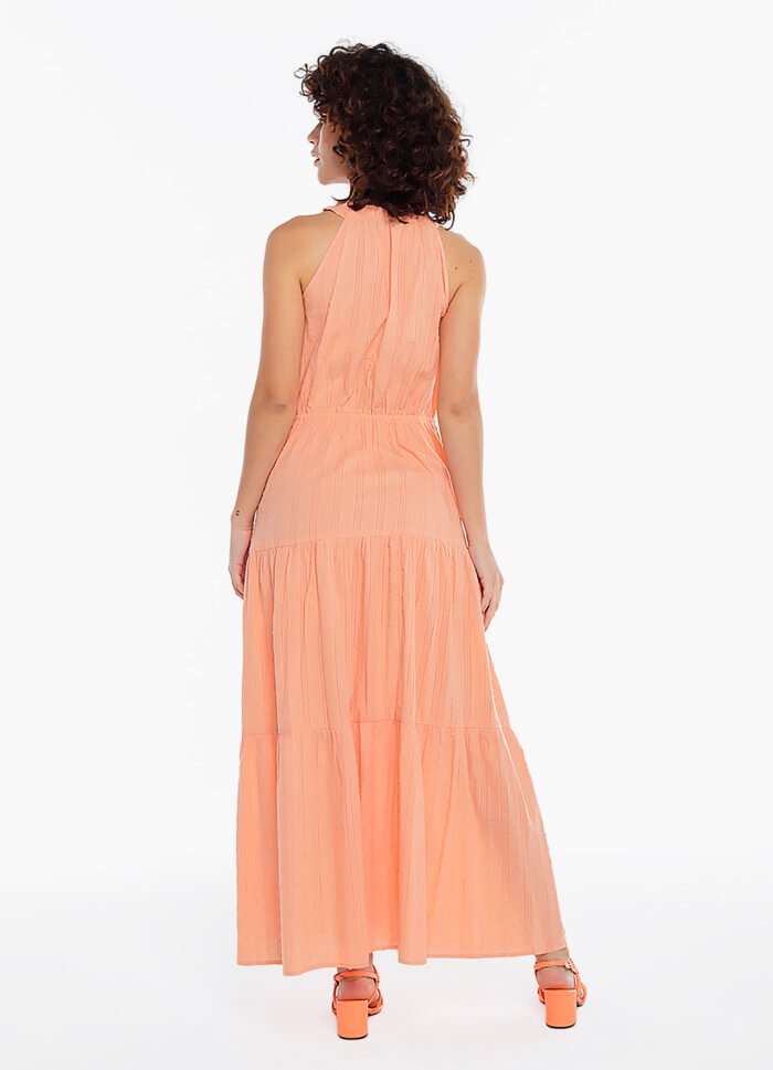 Vestido Longo de Laise Rosa 100%  Algodão Saia Rodada - Imagem 6