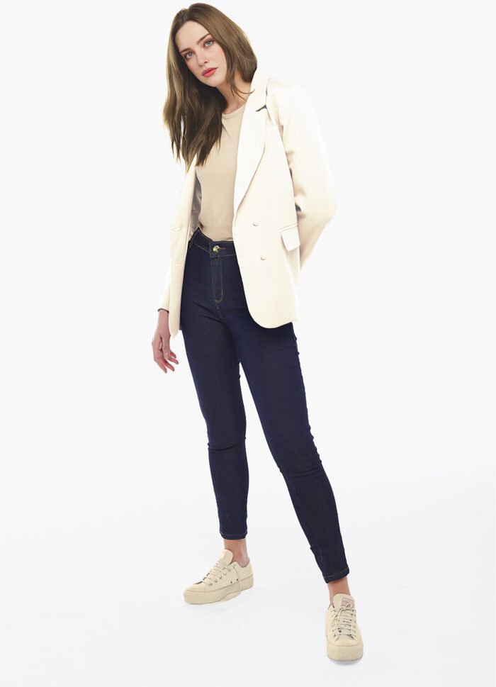 Blazer Feminino Off White Max Fino Alfaiataria Forrado - Imagem 5