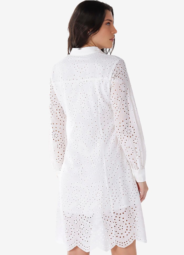 Vestido Branco de Laise Chemise com Mangas Algodão - Imagem 5