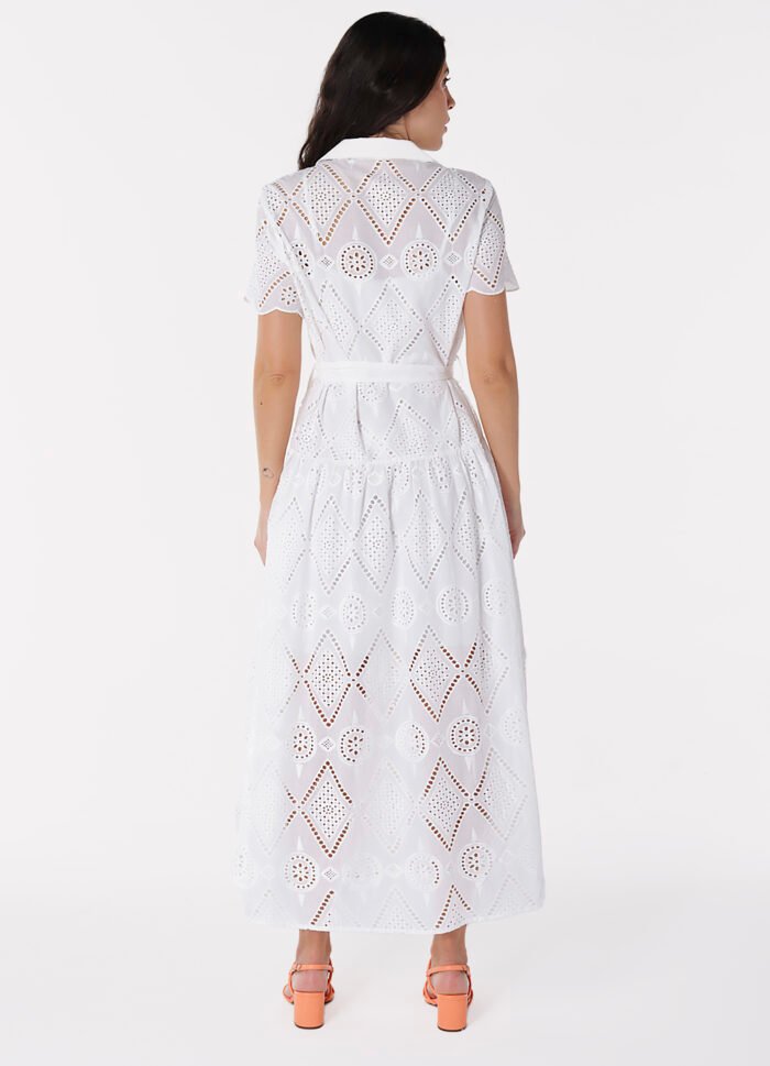 Vestido Branco Longo de Laise com Mangas Algodão - Imagem 4