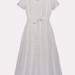 Vestido Branco Longo de Laise com Mangas Algodão