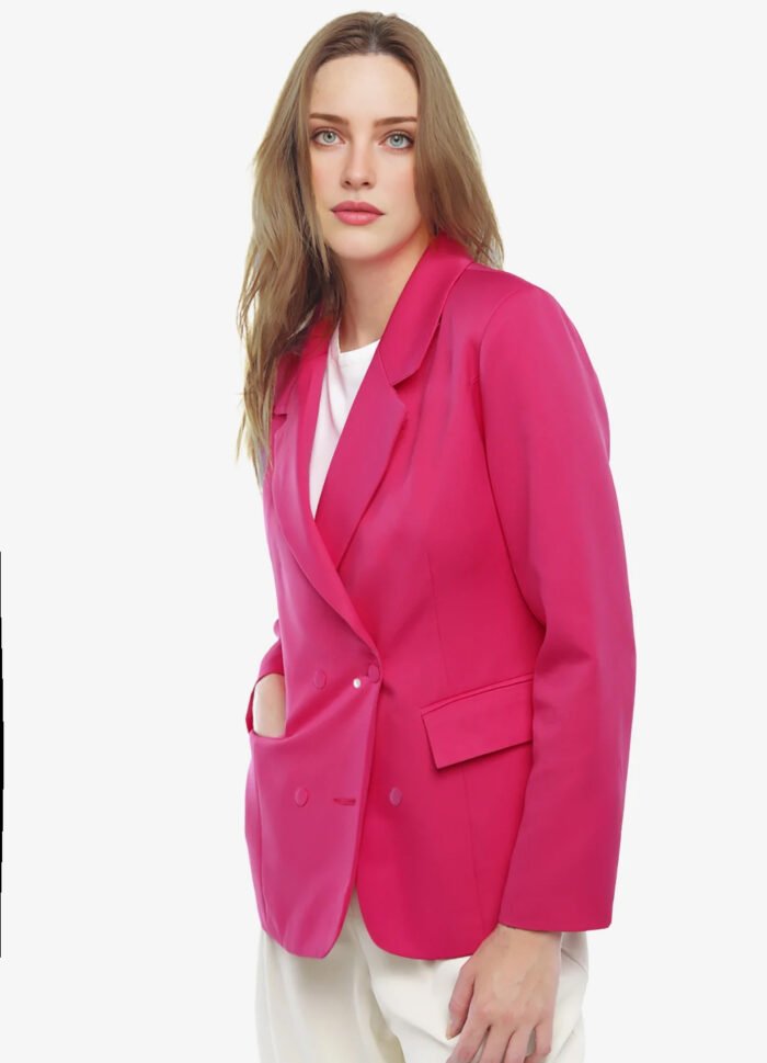 Blazer Feminino Rosa Max Fino Alfaiataria Forrado - Imagem 2