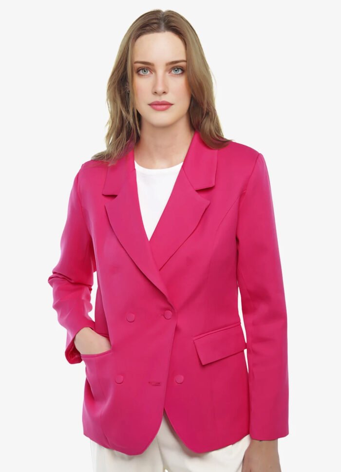 Blazer Feminino Rosa Max Fino Alfaiataria Forrado - Imagem 7