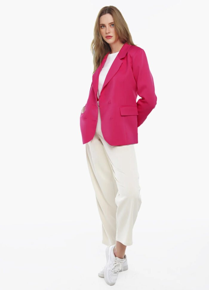 Blazer Feminino Rosa Max Fino Alfaiataria Forrado - Imagem 4