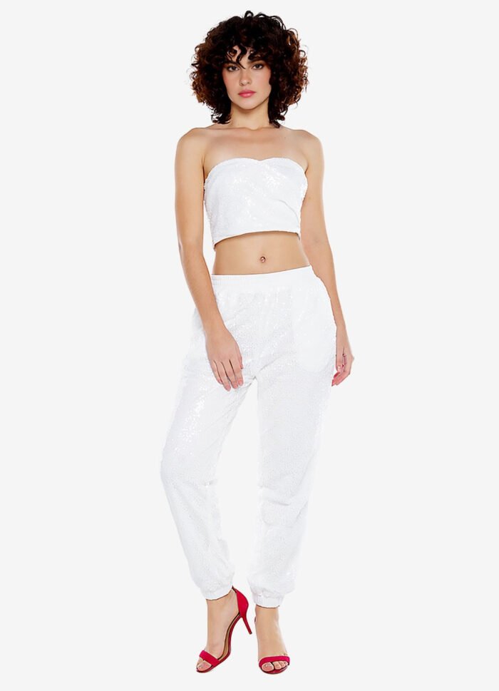 Conjunto Calça e Top Branco PAETÊ Forrado Sob - Imagem 6