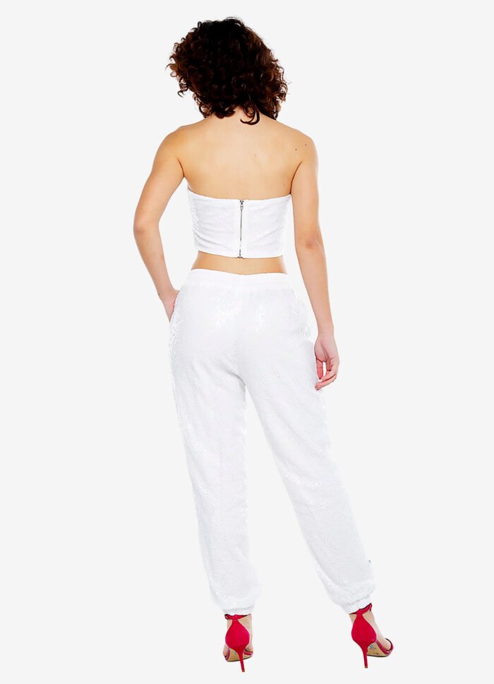 Conjunto Calça e Top Branco PAETÊ Forrado Sob - Imagem 4
