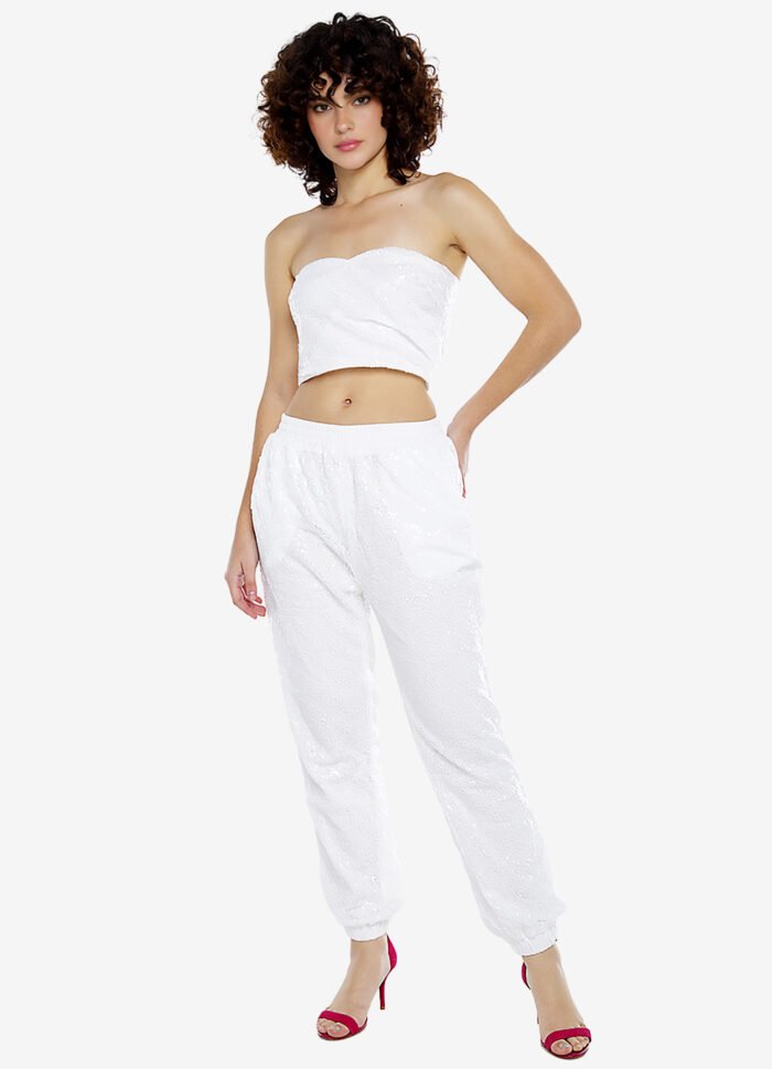 Conjunto Calça e Top Branco PAETÊ Forrado Sob - Imagem 3