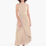Conjunto Saia Longa e Blusa com Bojo Bege Mocca Sob