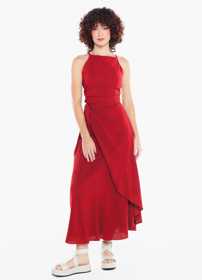 Conjunto Vermelho Saia Longa e Blusa com Bojo Sob - Imagem 2