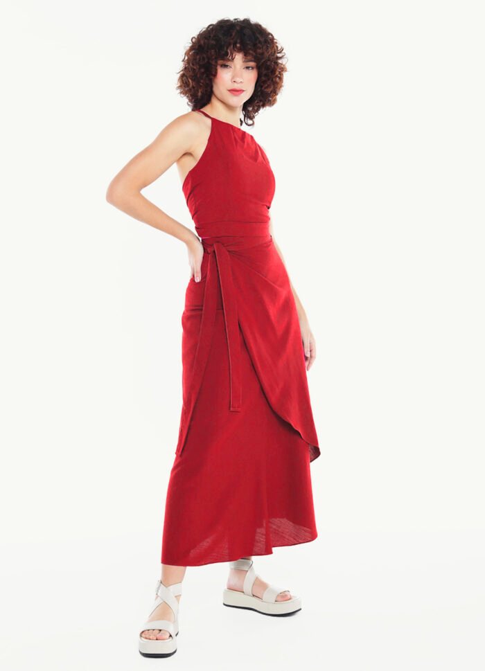 Conjunto Vermelho Saia Longa e Blusa com Bojo Sob - Imagem 6