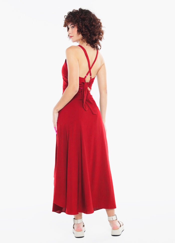Conjunto Vermelho Saia Longa e Blusa com Bojo Sob - Imagem 3