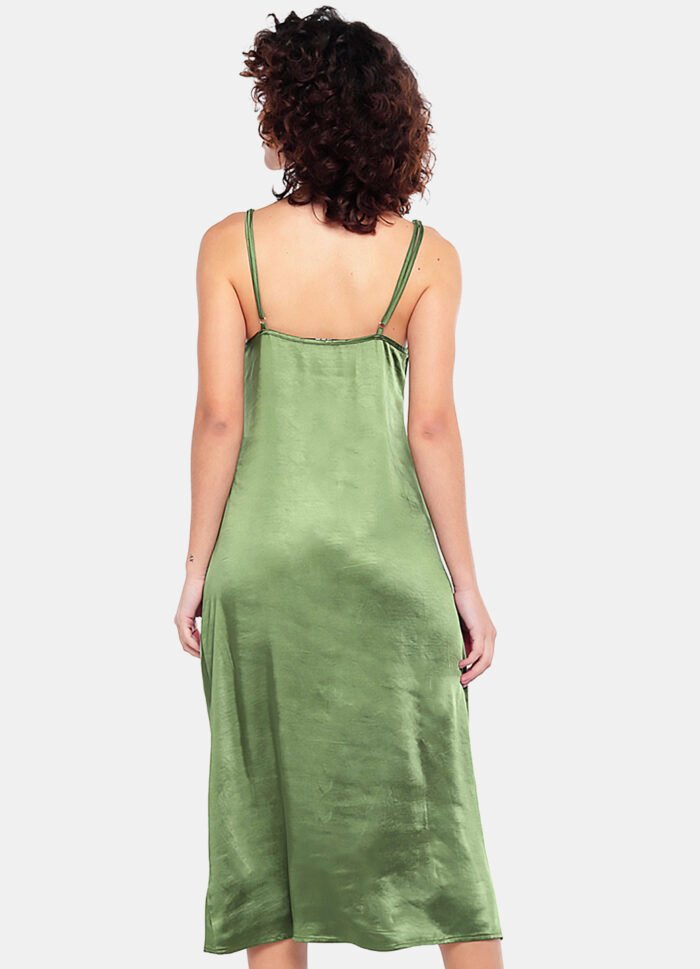 Vestido Midi Cetim Toque de Seda Decote Degagê - Imagem 3