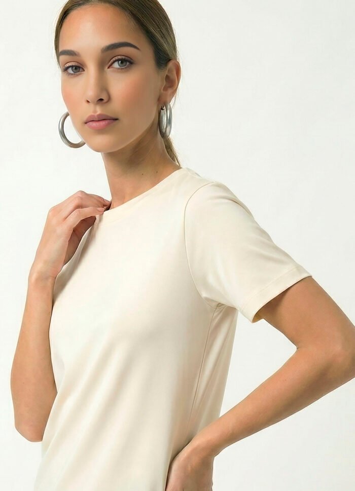 Blusa Off White Algodão Premium Toque Fresco Sob Manga Curta - Imagem 6