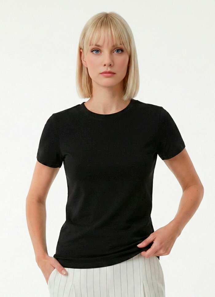 Blusa Preta Algodão Premium Toque Fresco Sob Manga Curta - Imagem 5
