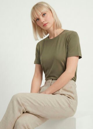 Blusa Verde Algodão Premium Toque Fresco Sob Manga Curta