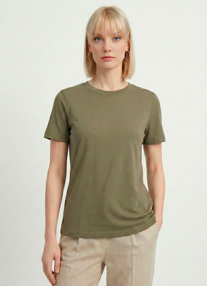 Blusa Verde Algodão Premium Toque Fresco Sob Manga Curta - Imagem 3