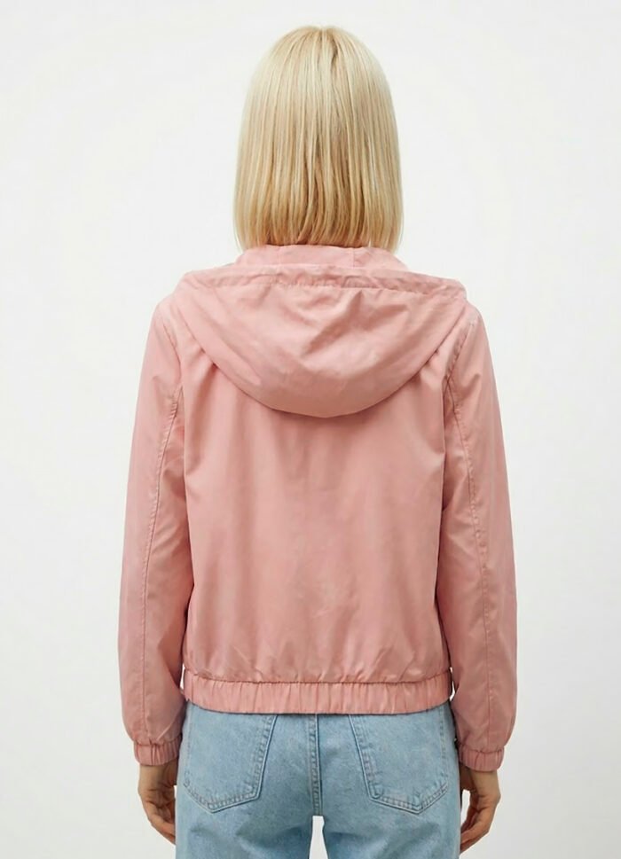 Jaqueta Rosa Forrada com Capuz e Bolsos Sob Bomber - Imagem 5