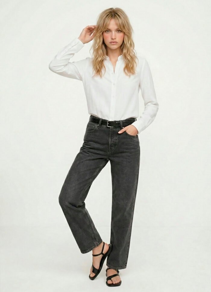 Camisa Branca Feminina em Viscose com Linho Manga Longa Sob - Imagem 6